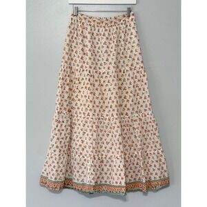 Hampton House A-Line Tiered Floral Cotton Maxi Skirt Size x-small Boho Cottage